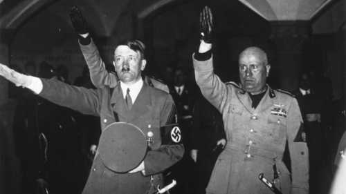 Hitler Saluting with Mussolini