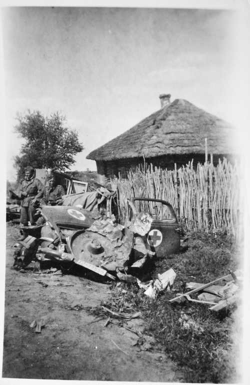 Destroyed German medical vehicle 