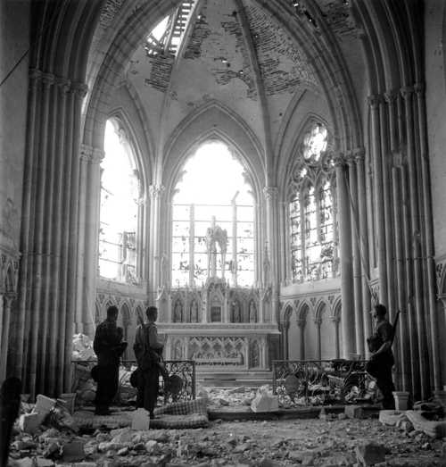 Soldiers check altar remains