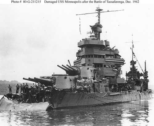 USS Minneapolis bow damaged
