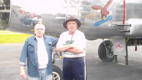Charles and Arnold Mackey stand by B 25D