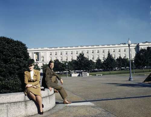 Soldier and Woman in Park