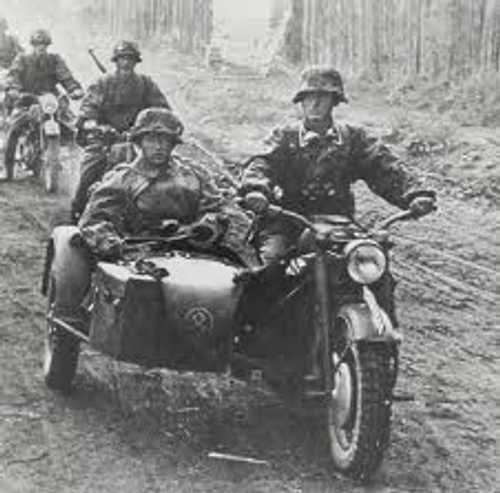 Waffen-SS motorcyclists in the Balkans.