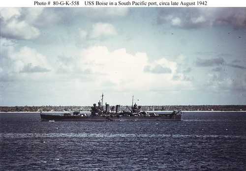 USS Boise in a south Pacific port, circa