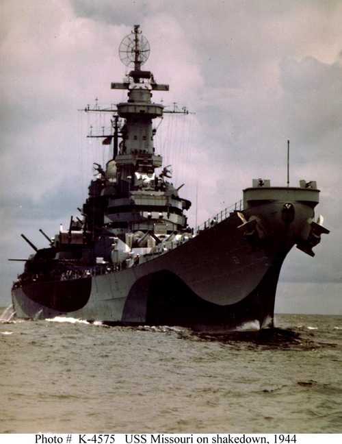 USS Missouri on shakedown