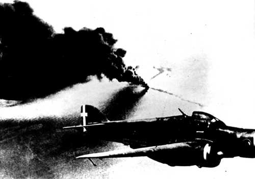 A ship burning