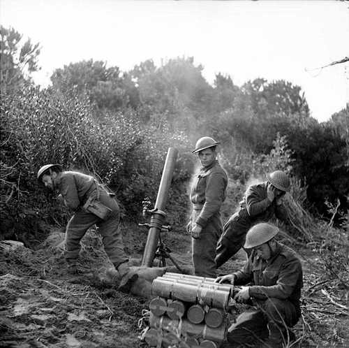 Mortar crew in action