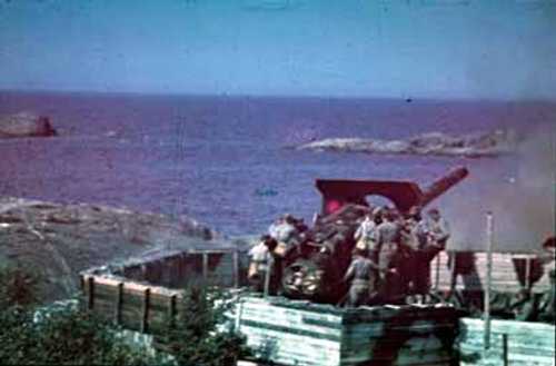 Coastal gun firing