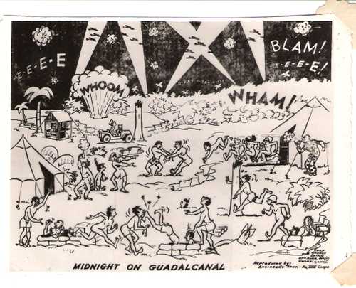  Postcard comic of Midnight at Guadacanal  