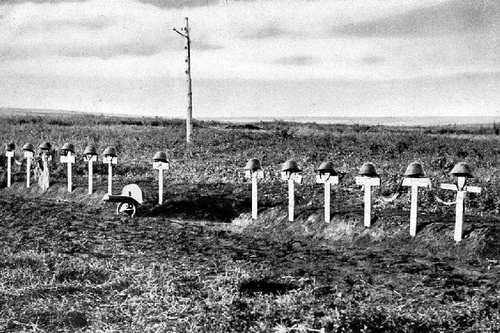 Graves with helmets