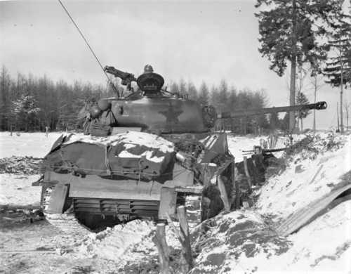 Covering the road in the Battle of the Bulge