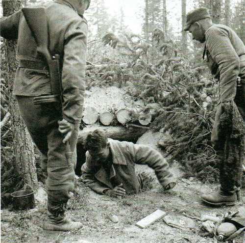 Surrendering enemy soldier