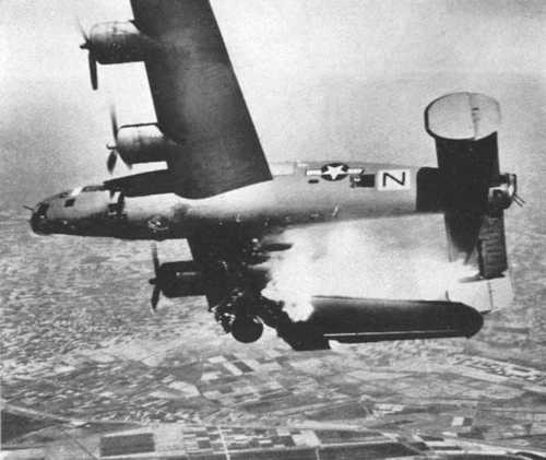 B-24 hit by flak
