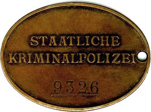 Krimalpolizei Warrant/Identification disc.