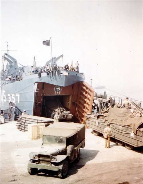 Unloading Trucks from LST