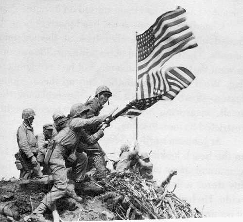 1st and 2nd flag on Iwo Jima
