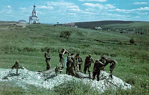 Hungarians burying comrade