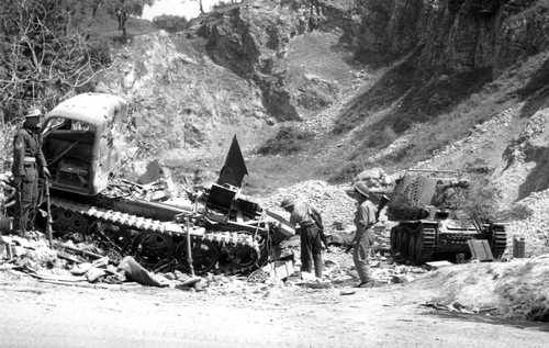 Among the wreckage