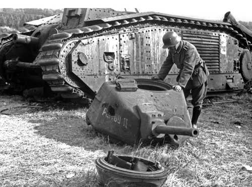 Destroyed Char B1 heavy tank 