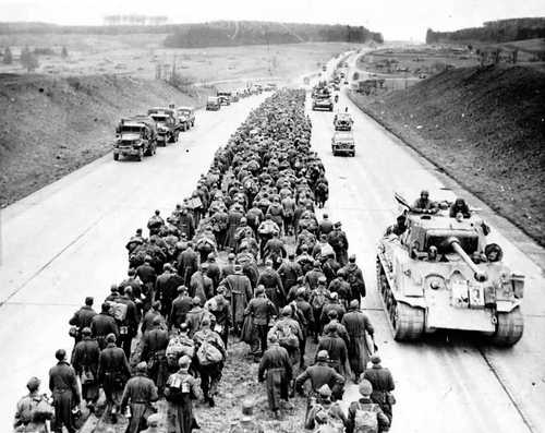 Column of POWs on the Autobahn