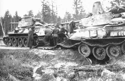 T-34 damaged by mine