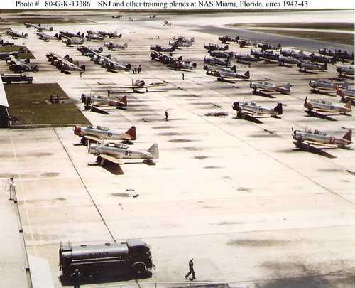 SNJ and other training planes at NAS Miami, Florida