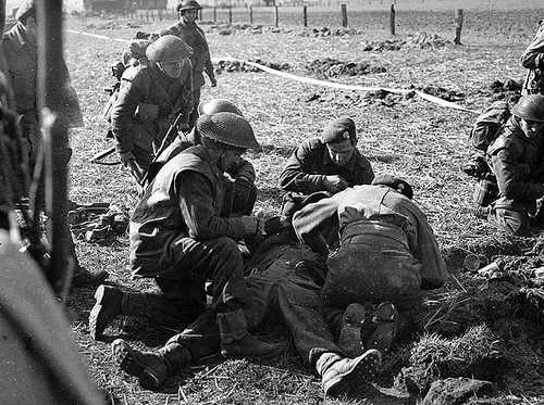 Wounded by German sniper fire
