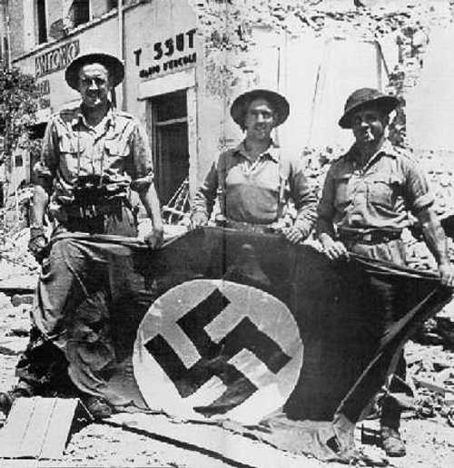 British Troops with captured flag