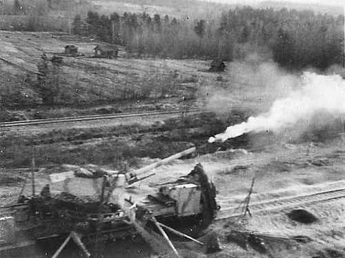 Railway gun firing
